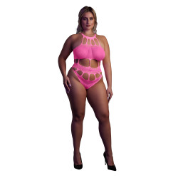 Ouch! Glow Body à encolure grecque Rose Fluo